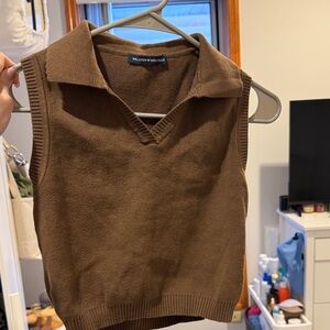 Brandy Melville Chocolate Cropped Brown Knit Vest